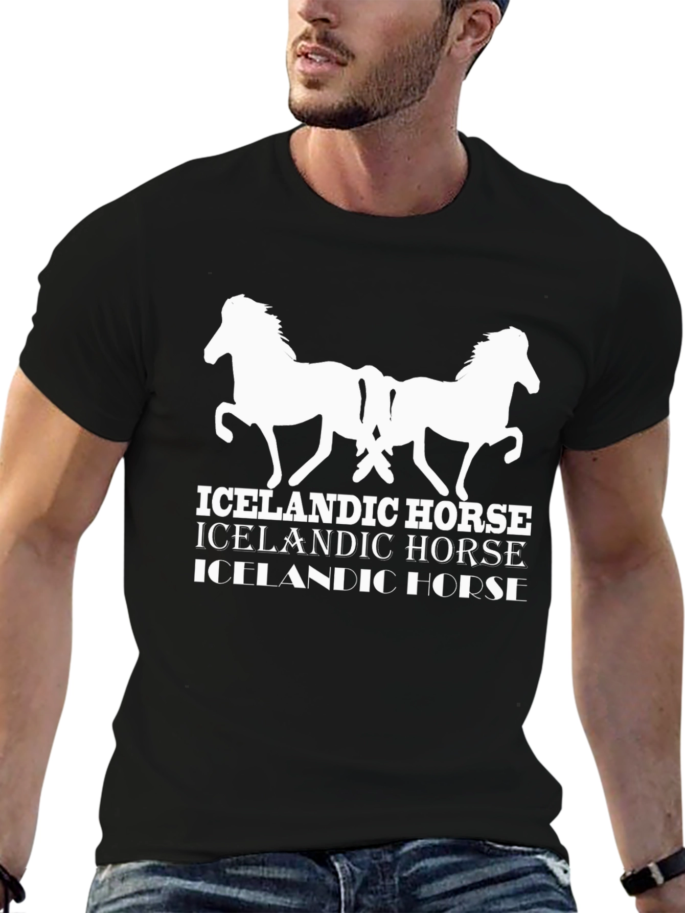 Icelandic Horse Graphic Tee - Black