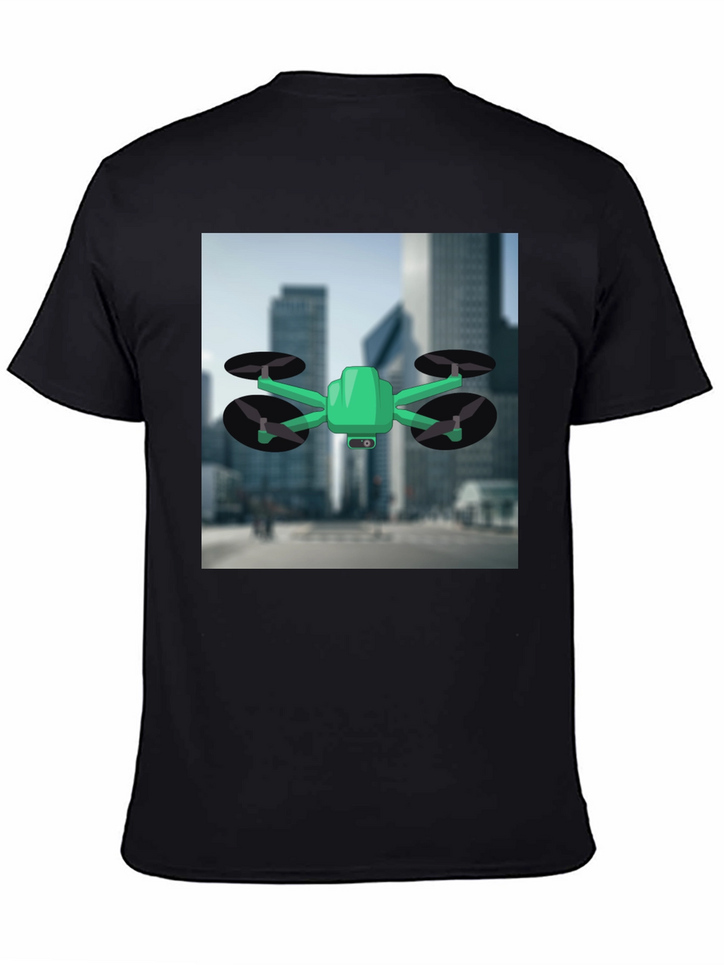 Drone T-Shirt - Black Cotton Tee with Drone Graphic