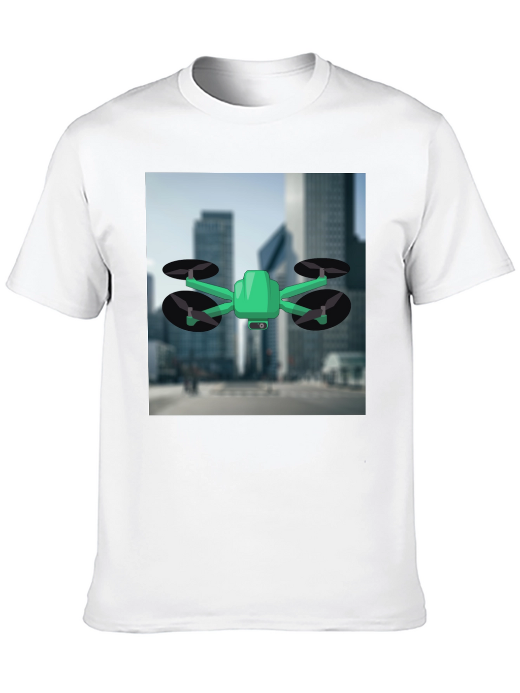 Drone T-Shirt - Black Cotton Tee with Drone Graphic