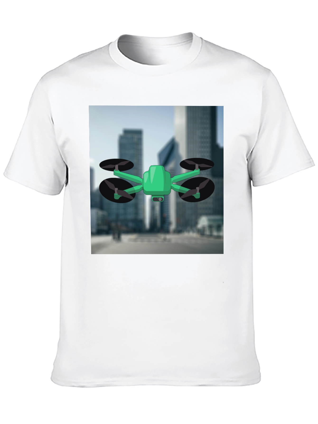 Drone T-Shirt - Black Cotton Tee with Drone Graphic