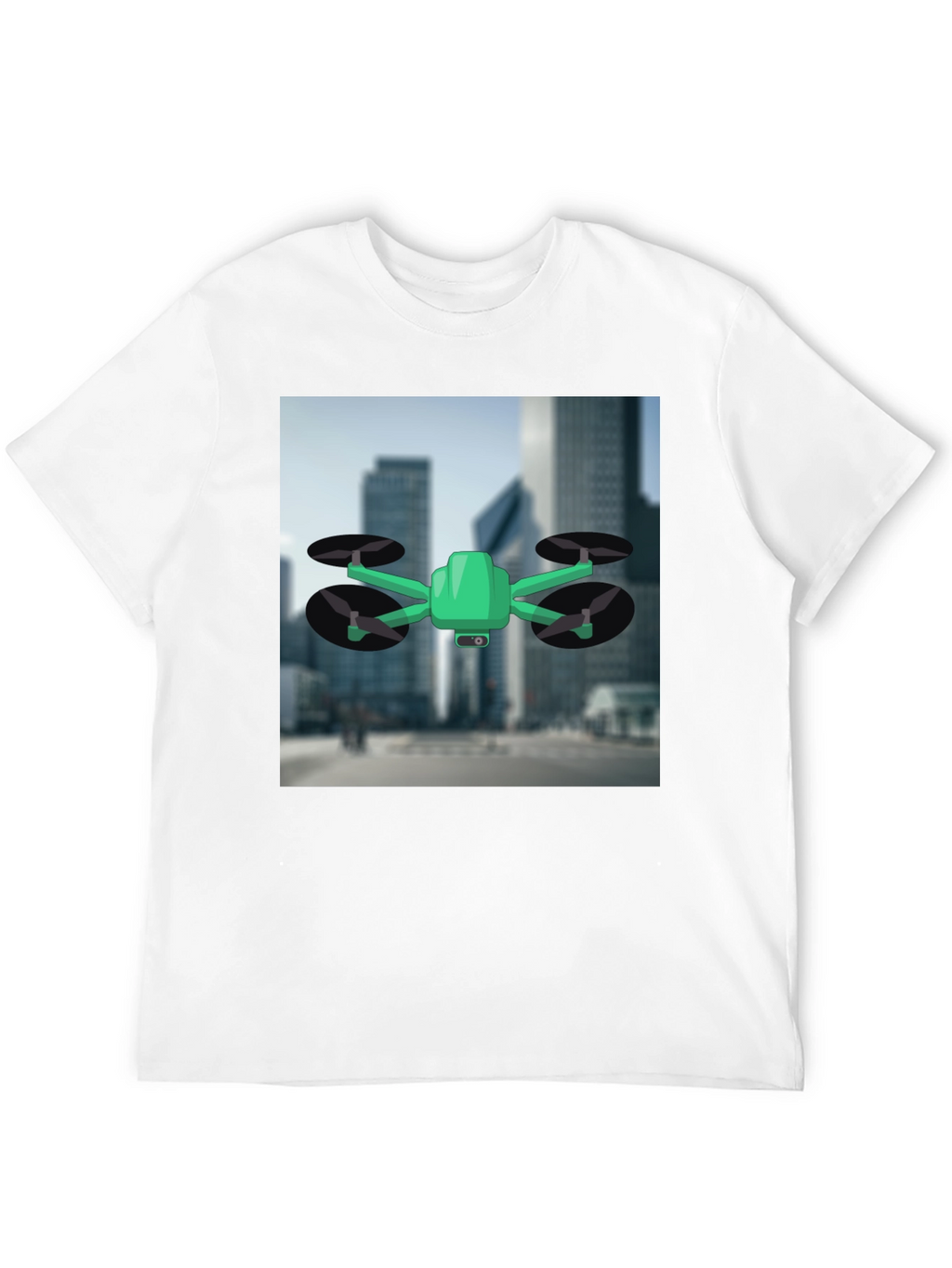 Drone T-Shirt - Black Cotton Tee with Drone Graphic