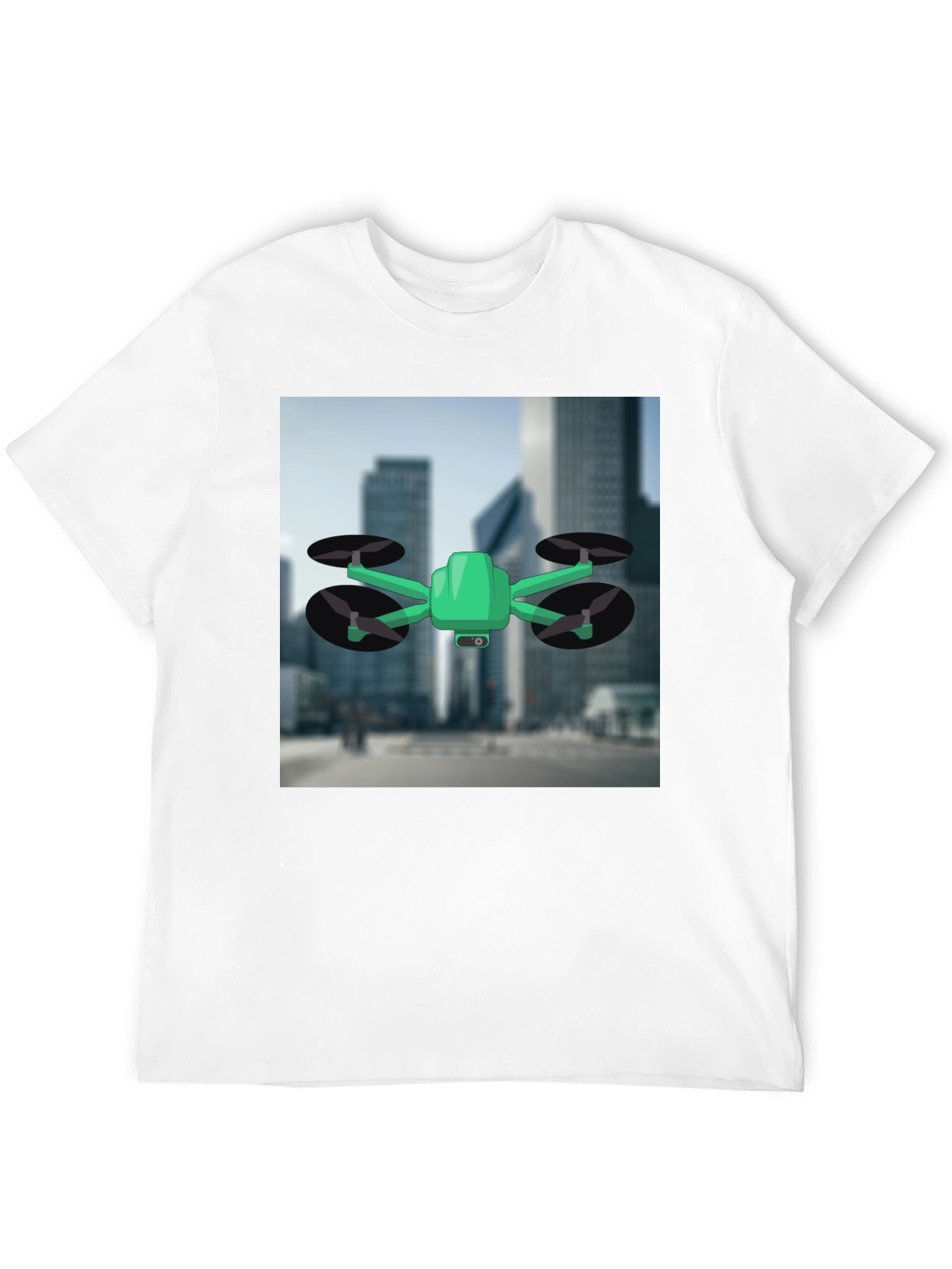 Drone T-Shirt - Black Cotton Tee with Drone Graphic