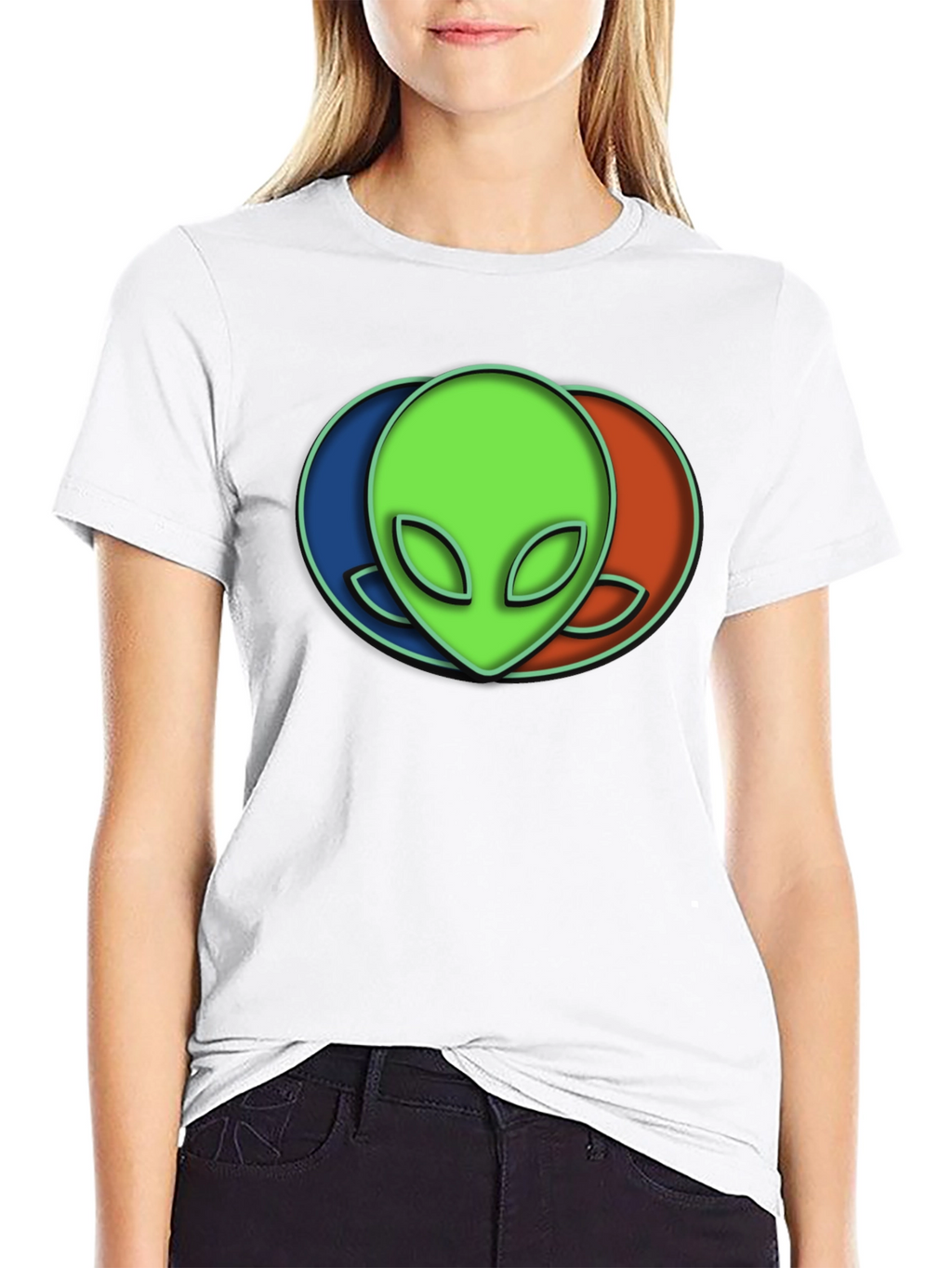 Alien Head Graphic Tee - Black Cotton Blend