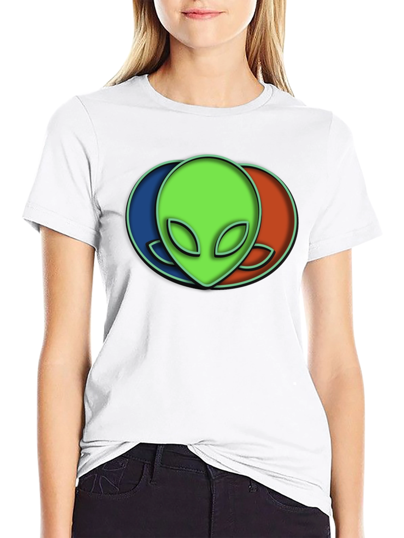 Alien Head Graphic Tee - Black Cotton Blend