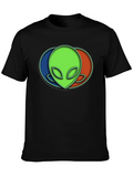 Alien Head Graphic Tee - Black Cotton Blend