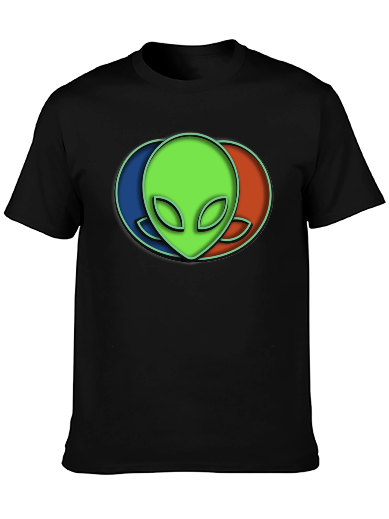 Alien Head Graphic Tee - Black Cotton Blend