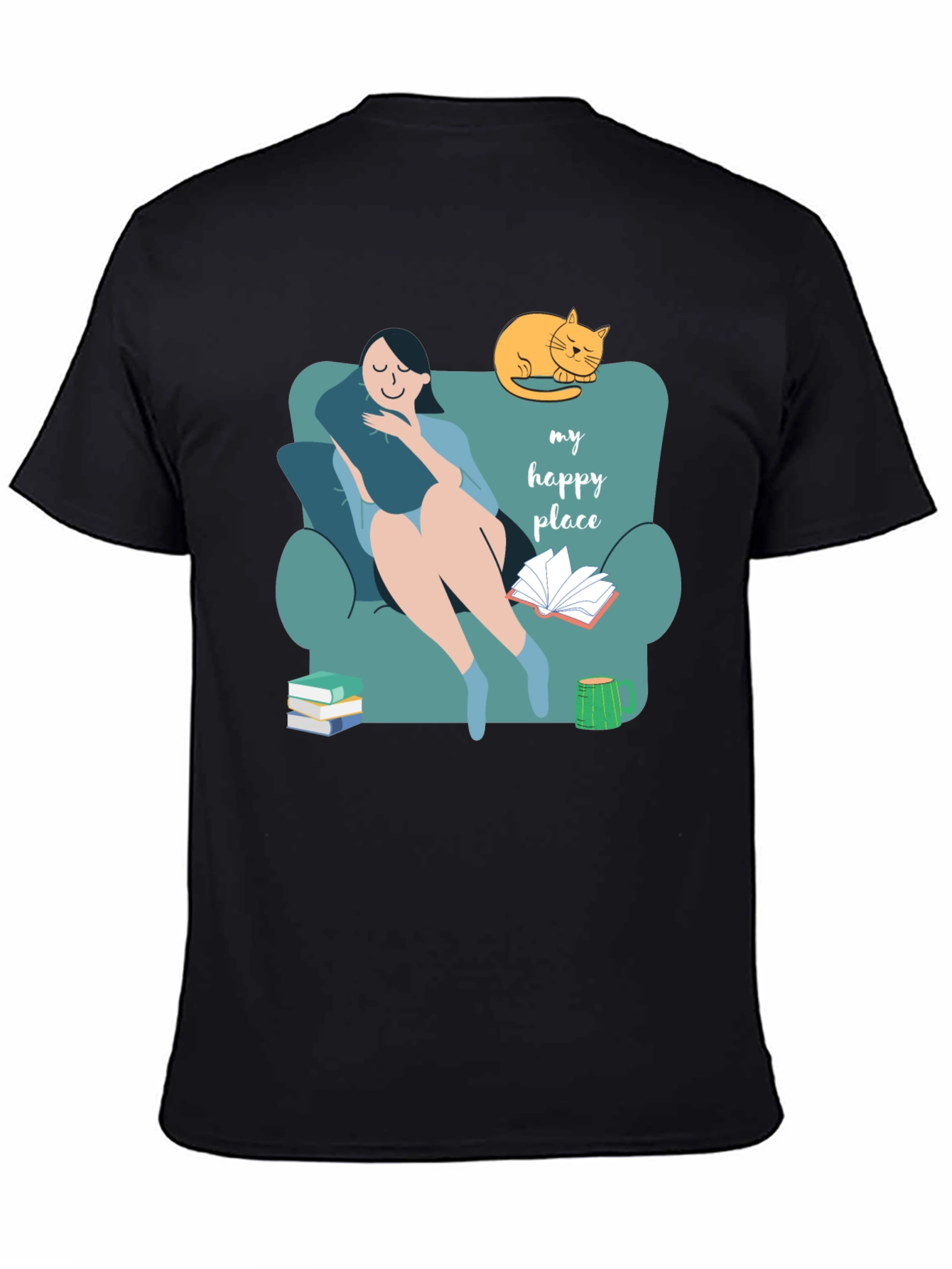 My Happy Place T-Shirt - Cozy Reader Cat Lover Tee