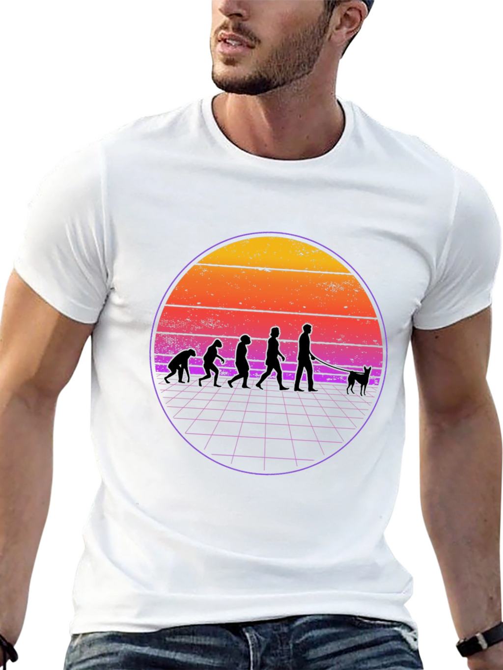 Retro Evolution Dog Walker T-Shirt