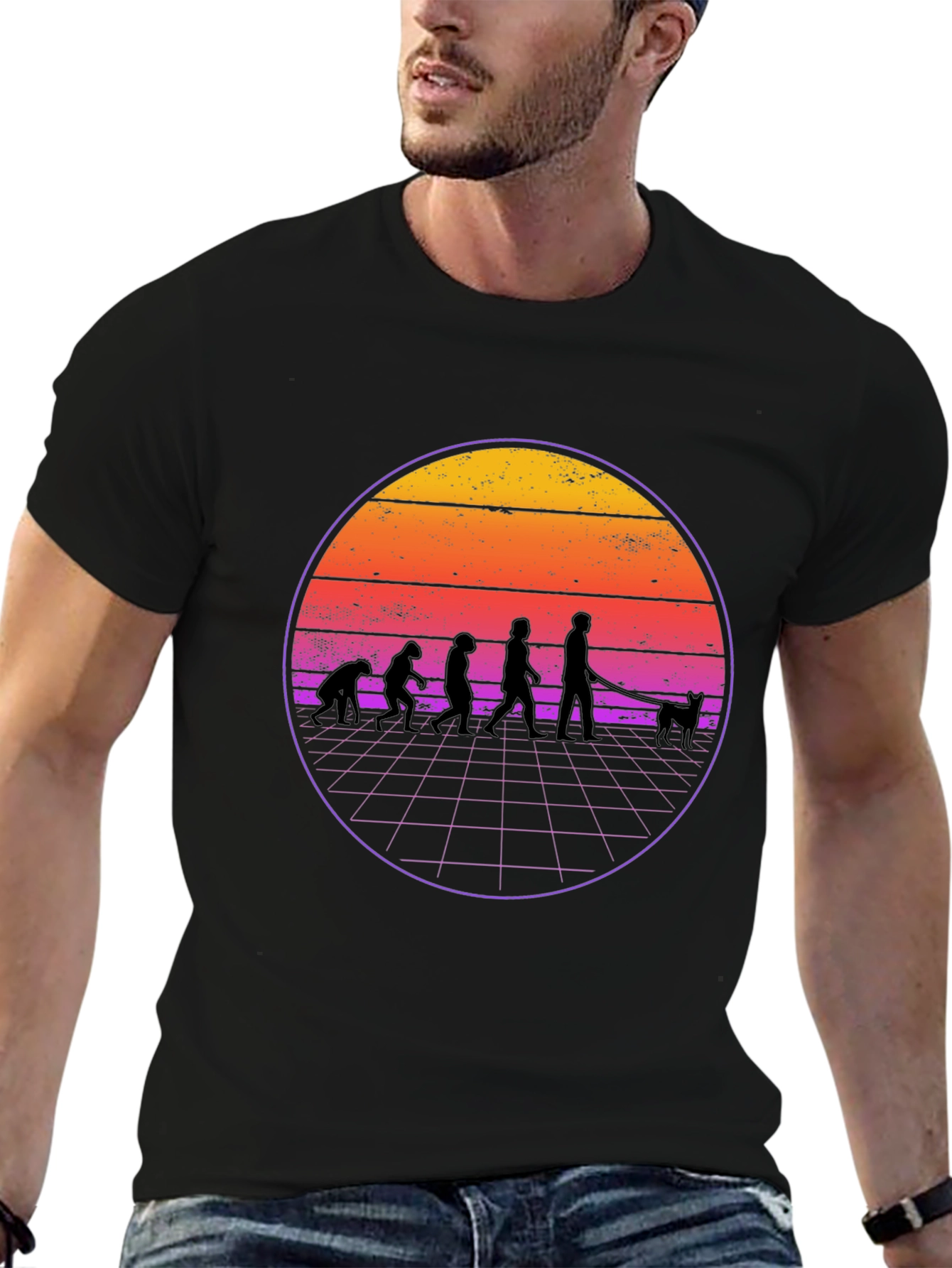 Retro Evolution Dog Walker T-Shirt