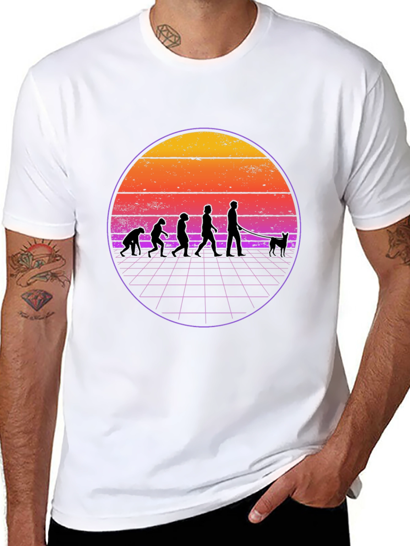 Retro Evolution Dog Walker T-Shirt