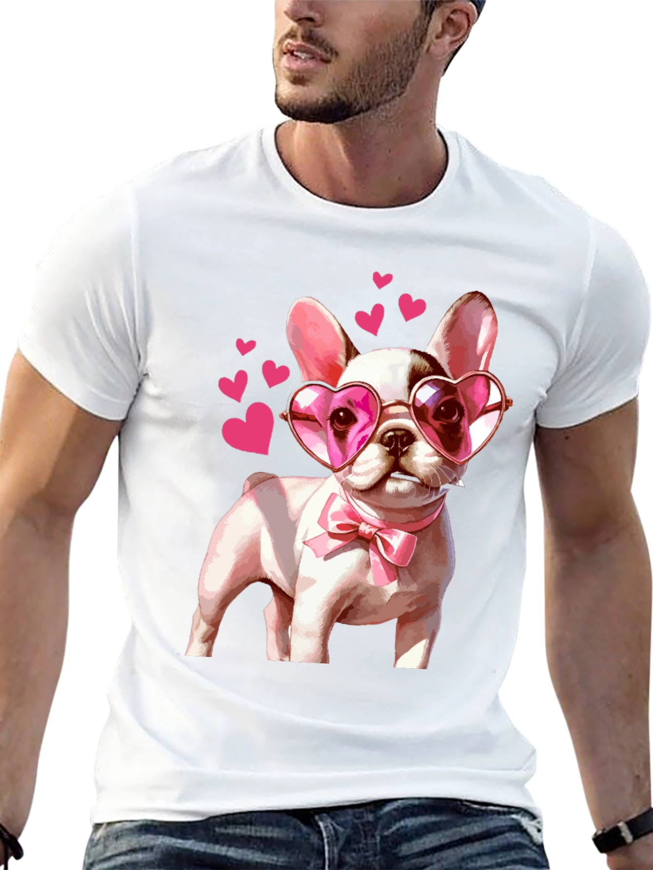 Dog Lover T-Shirt - Valentines Puppy Heart Glasses