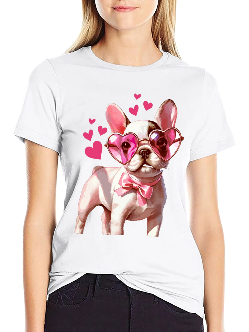 Dog Lover T-Shirt - Valentines Puppy Heart Glasses