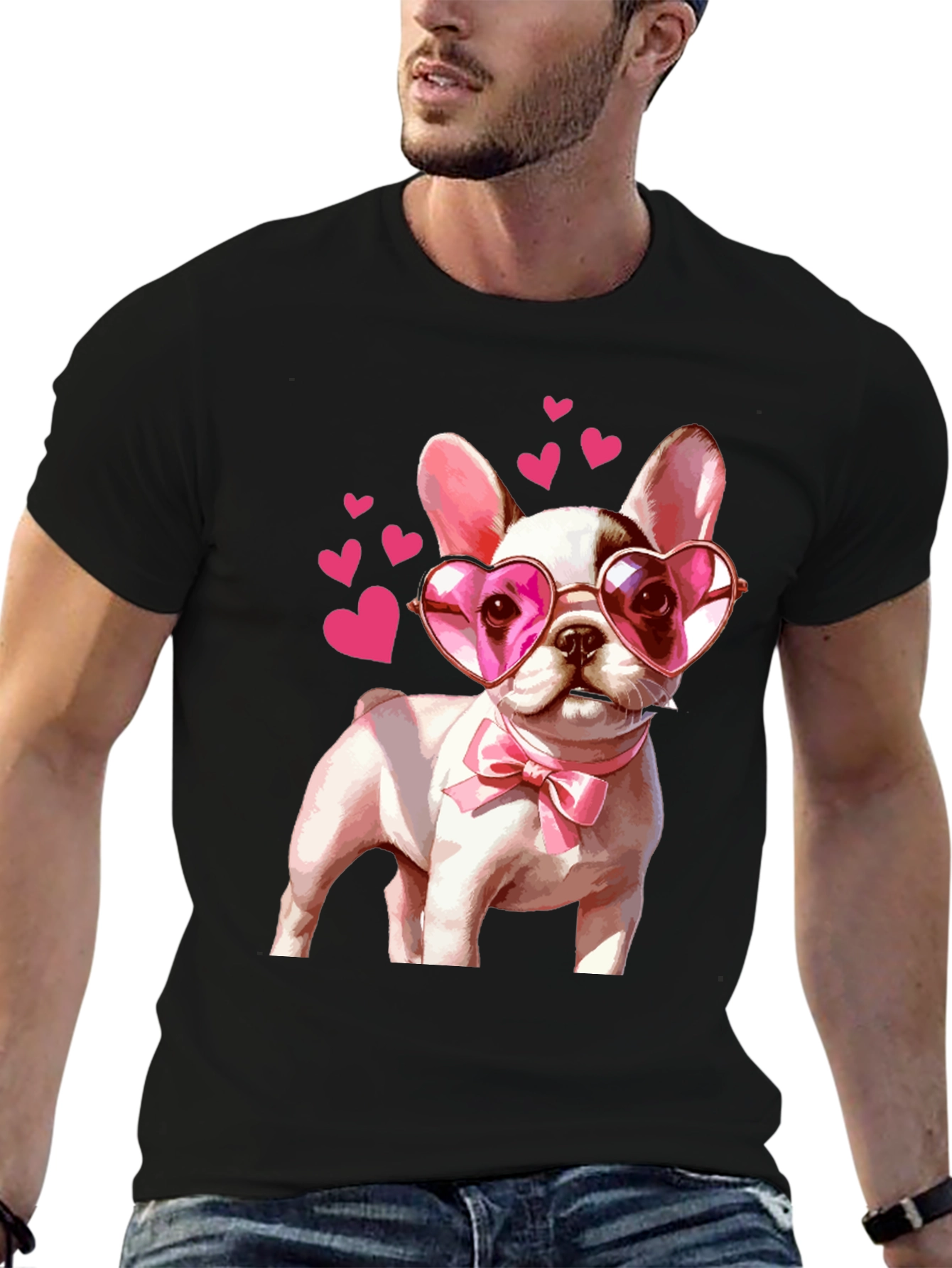 Dog Lover T-Shirt - Valentines Puppy Heart Glasses