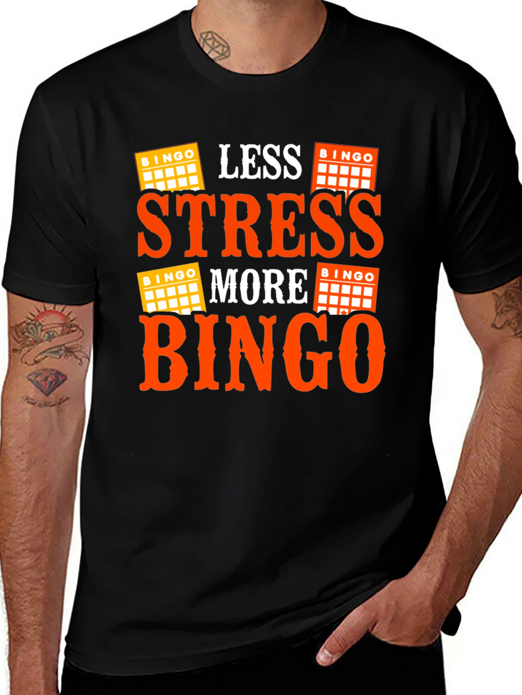 Less Stress More Bingo Black T-Shirt