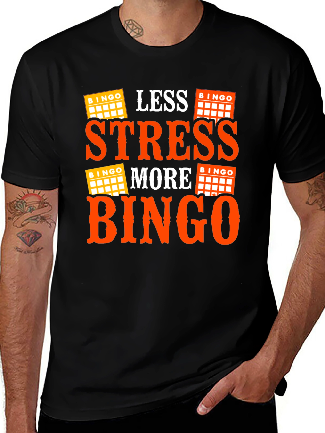 Less Stress More Bingo Black T-Shirt