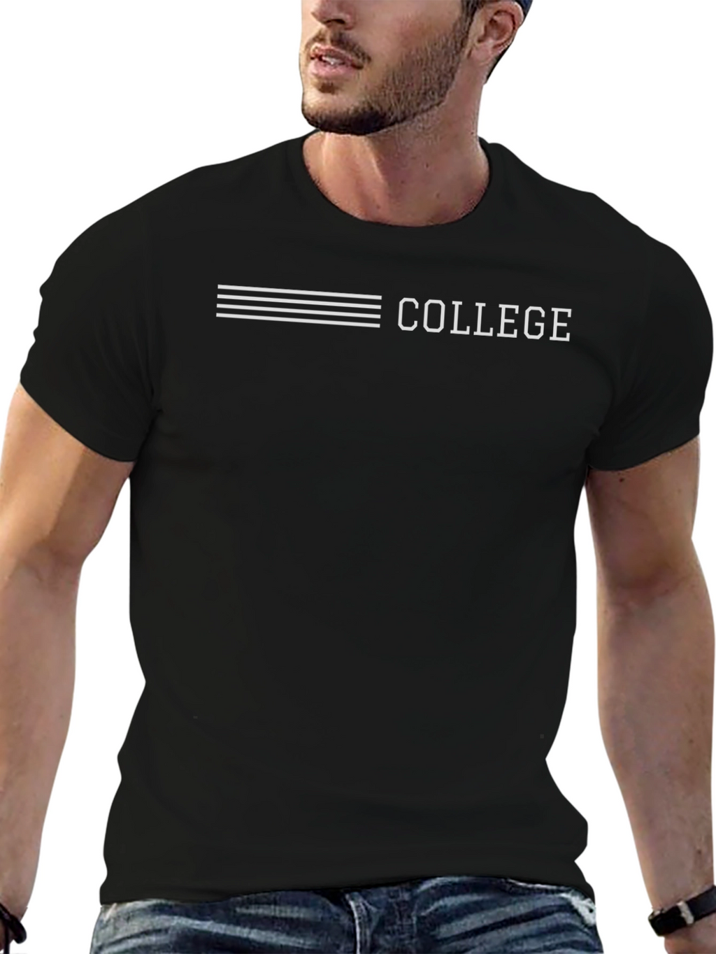 College Graphic Black T-Shirt