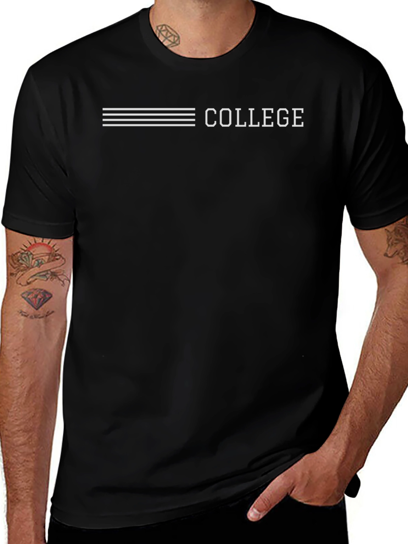 College Graphic Black T-Shirt