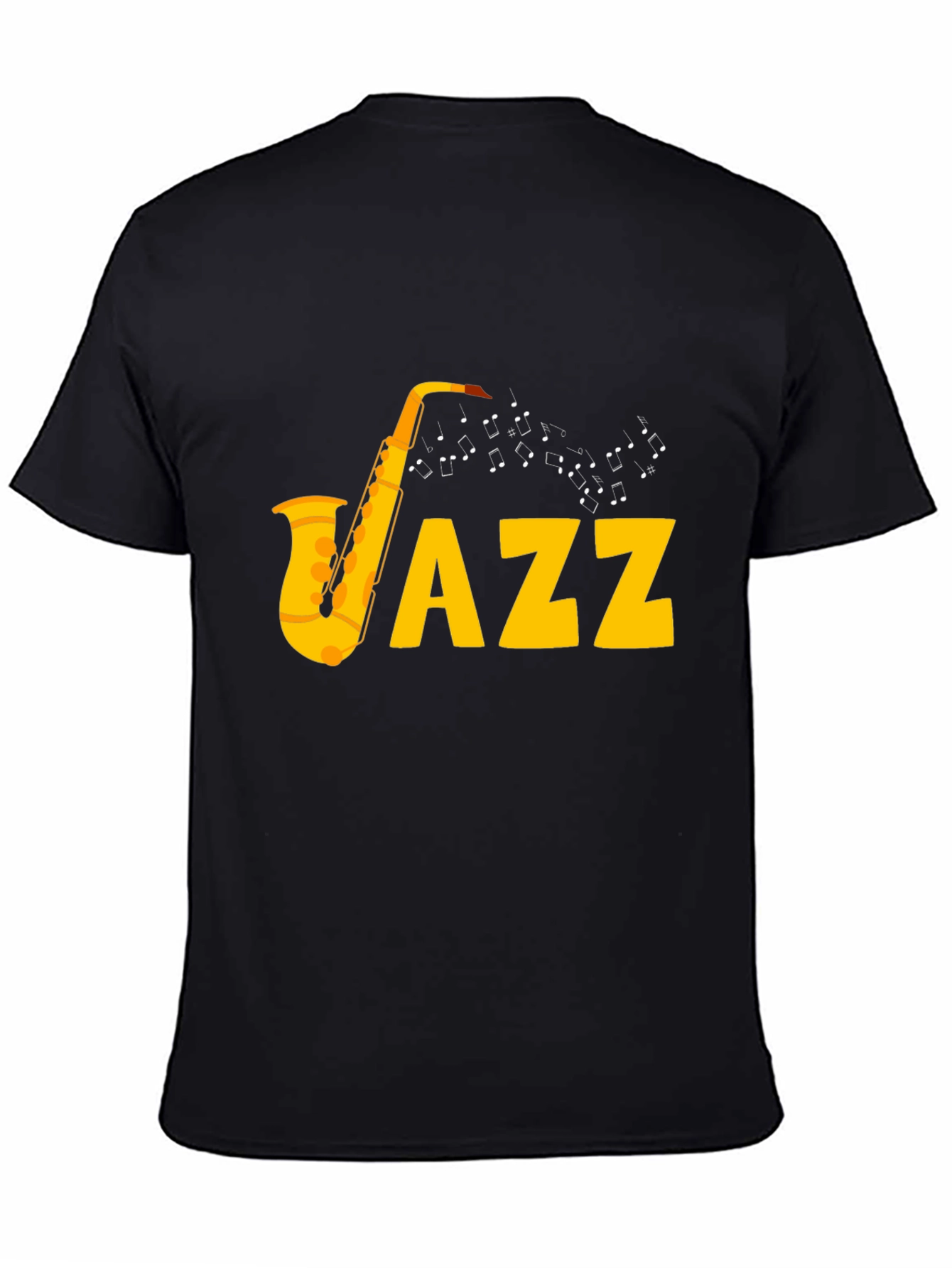 Jazz Saxophone Graphic Tee - Black Cotton T-Shirt