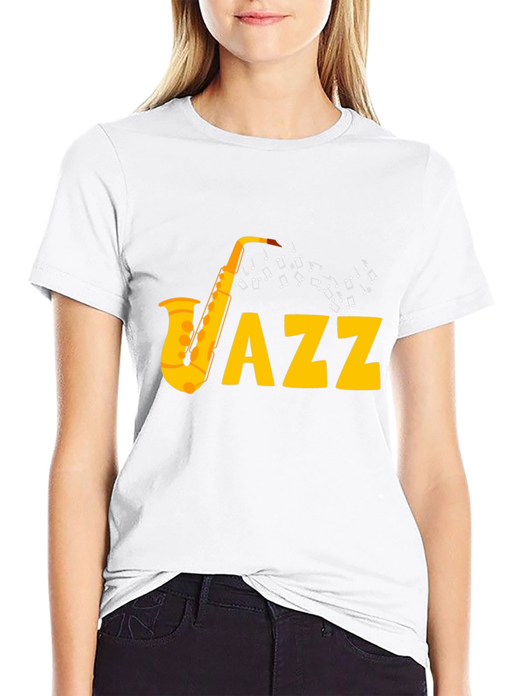Jazz Saxophone Graphic Tee - Black Cotton T-Shirt