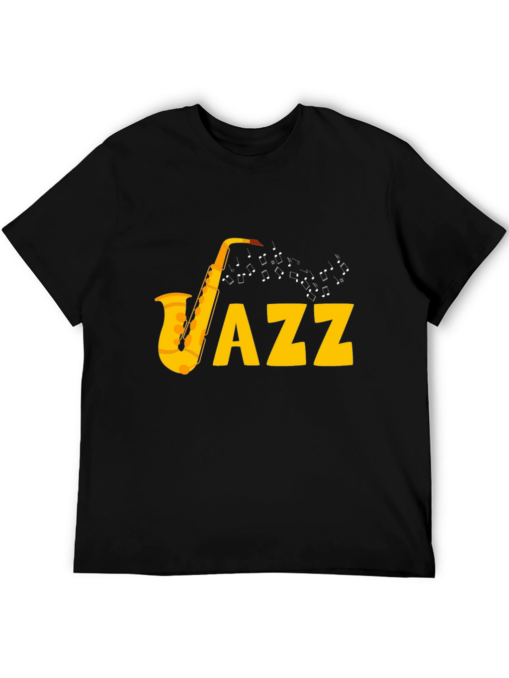 Jazz Saxophone Graphic Tee - Black Cotton T-Shirt