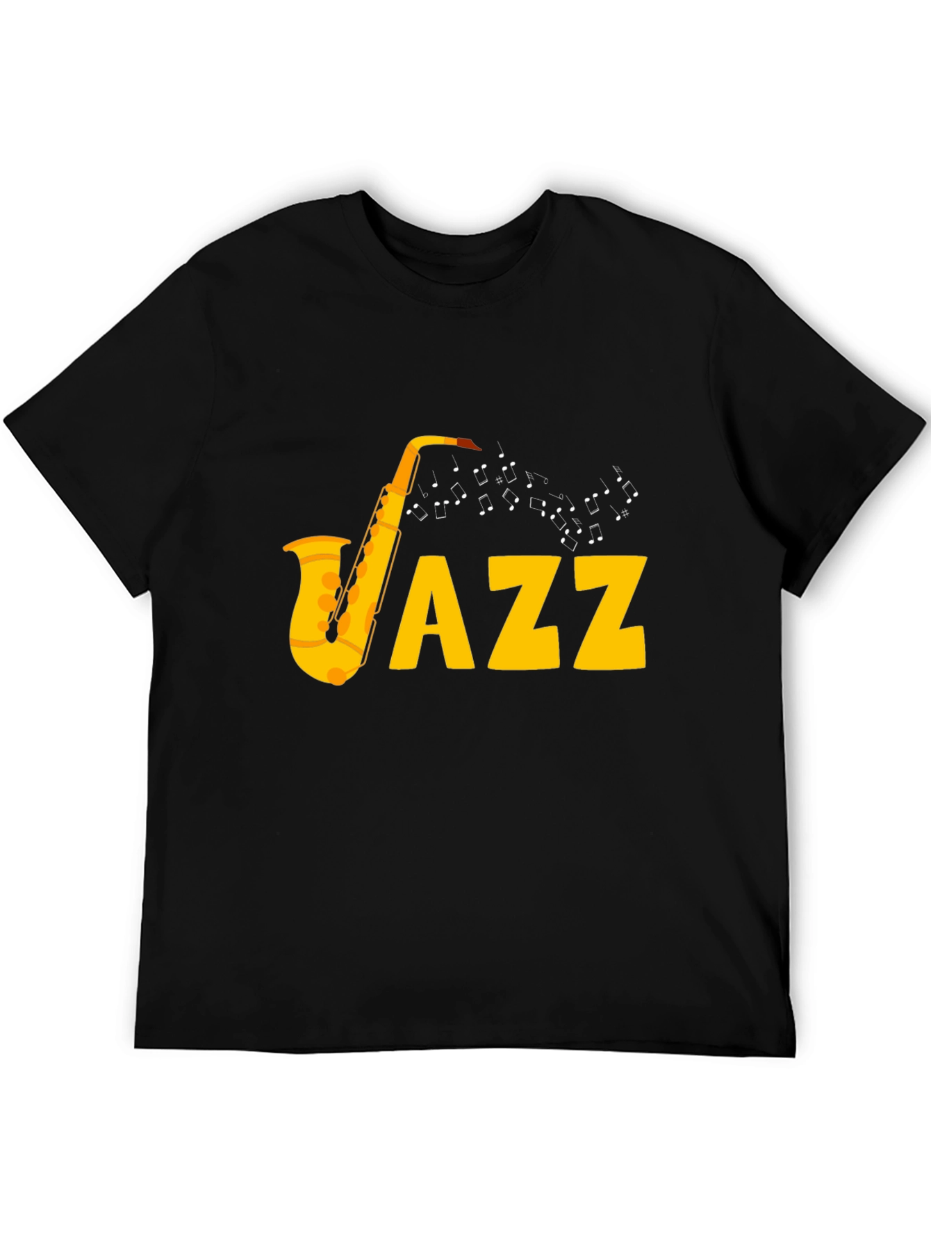 Jazz Saxophone Graphic Tee - Black Cotton T-Shirt