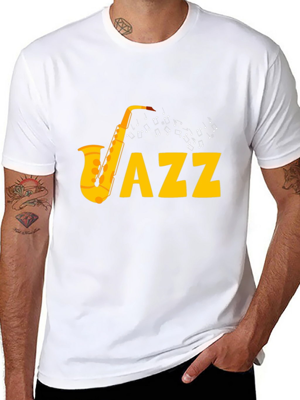 Jazz Saxophone Graphic Tee - Black Cotton T-Shirt