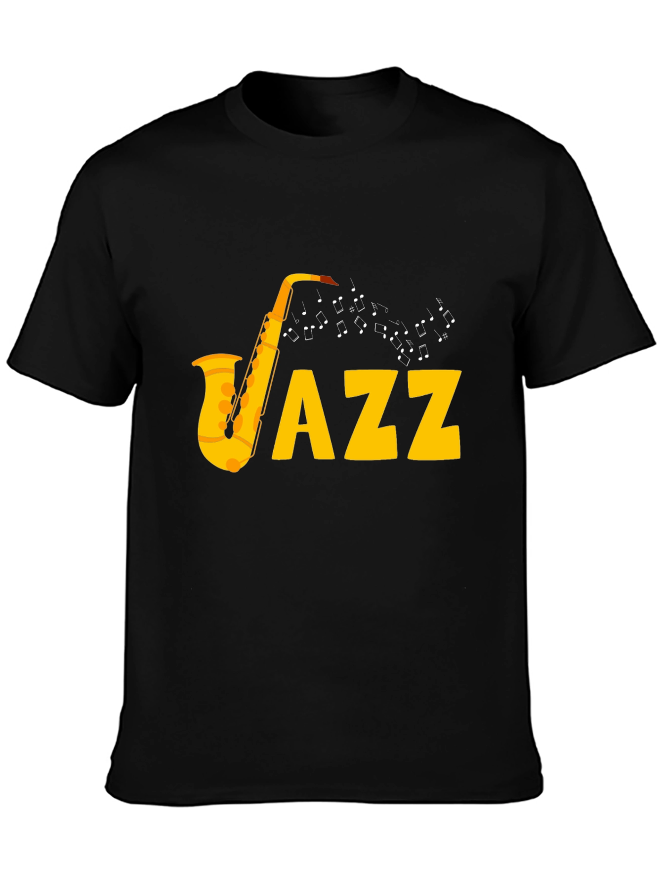 Jazz Saxophone Graphic Tee - Black Cotton T-Shirt