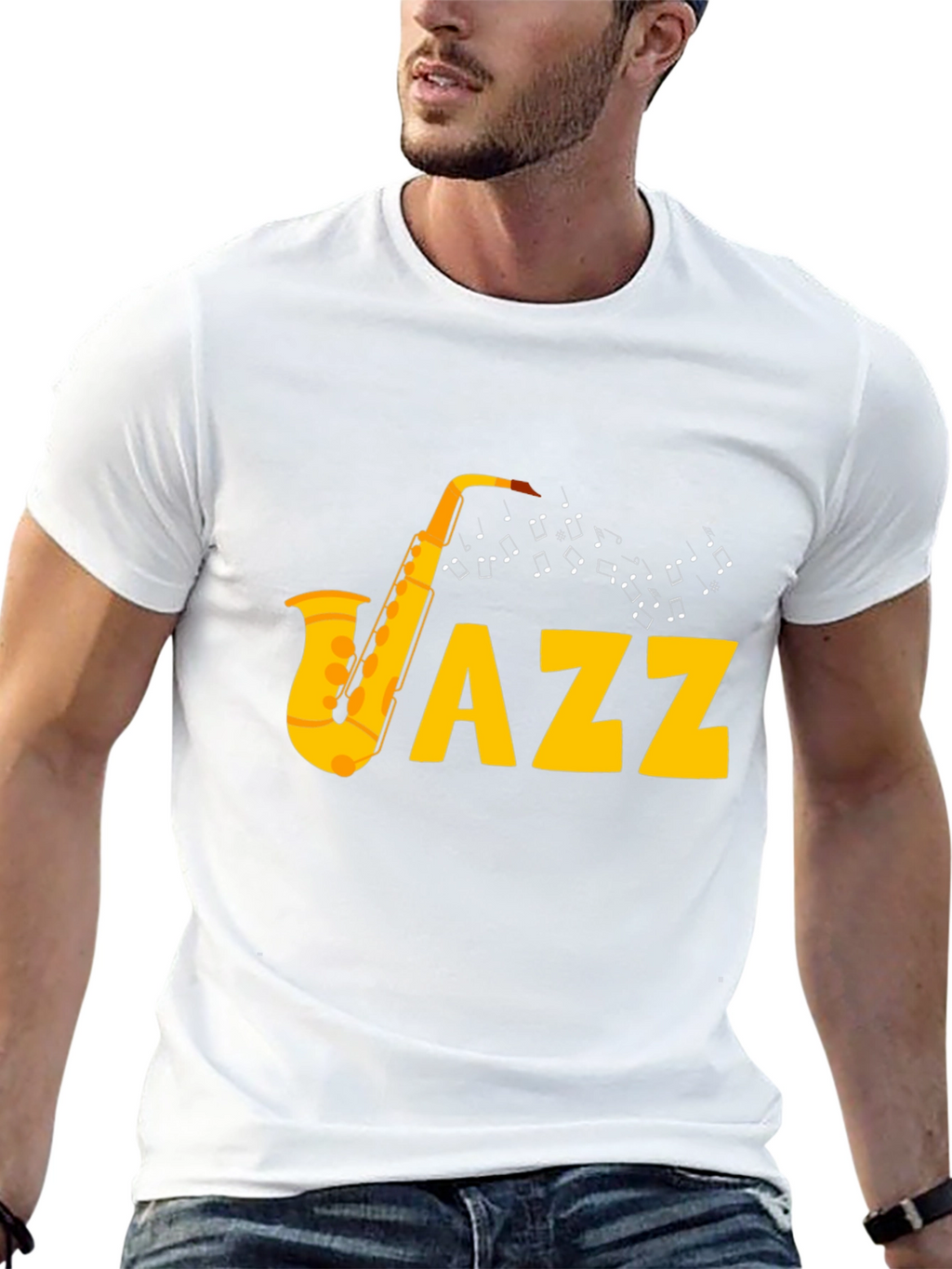 Jazz Saxophone Graphic Tee - Black Cotton T-Shirt