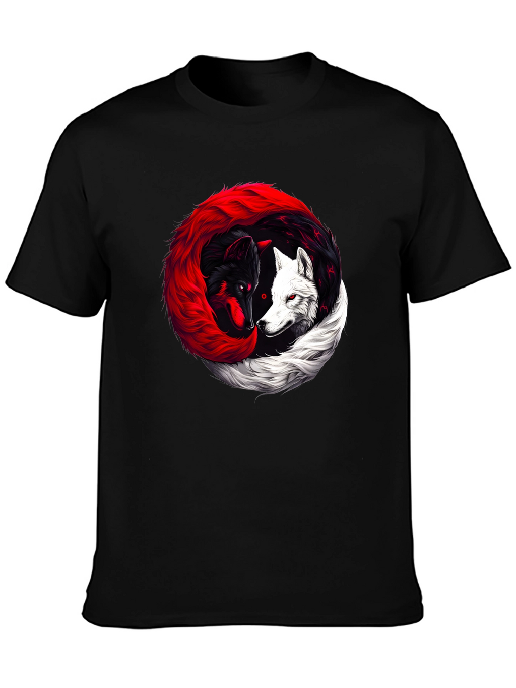 Yin Yang Wolves Black T-Shirt