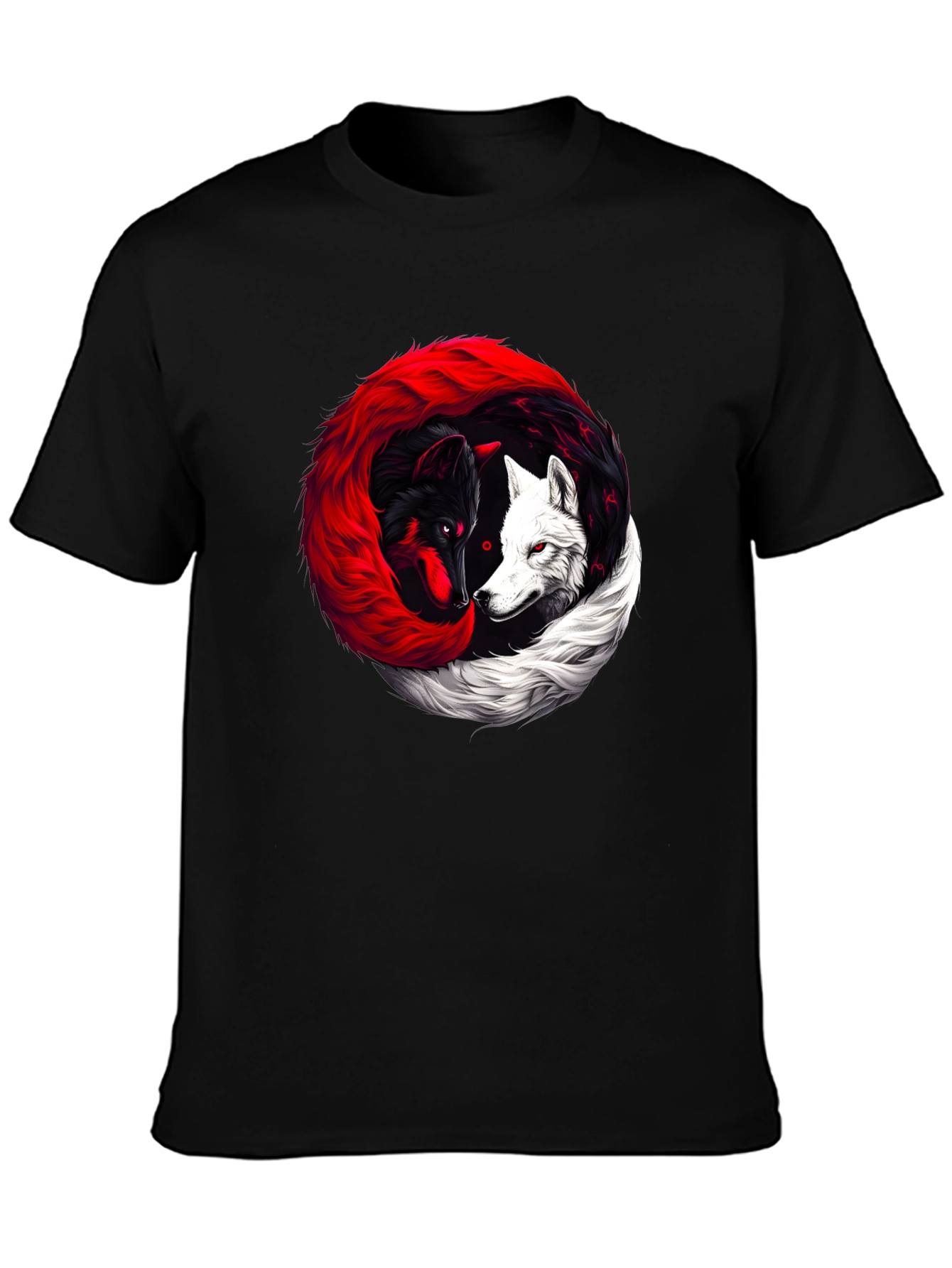 Yin Yang Wolves Black T-Shirt