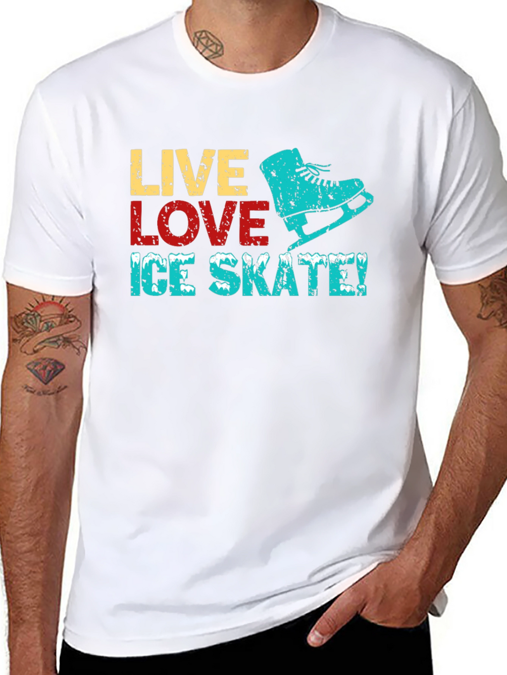 Live Love Ice Skate Black Graphic T-Shirt