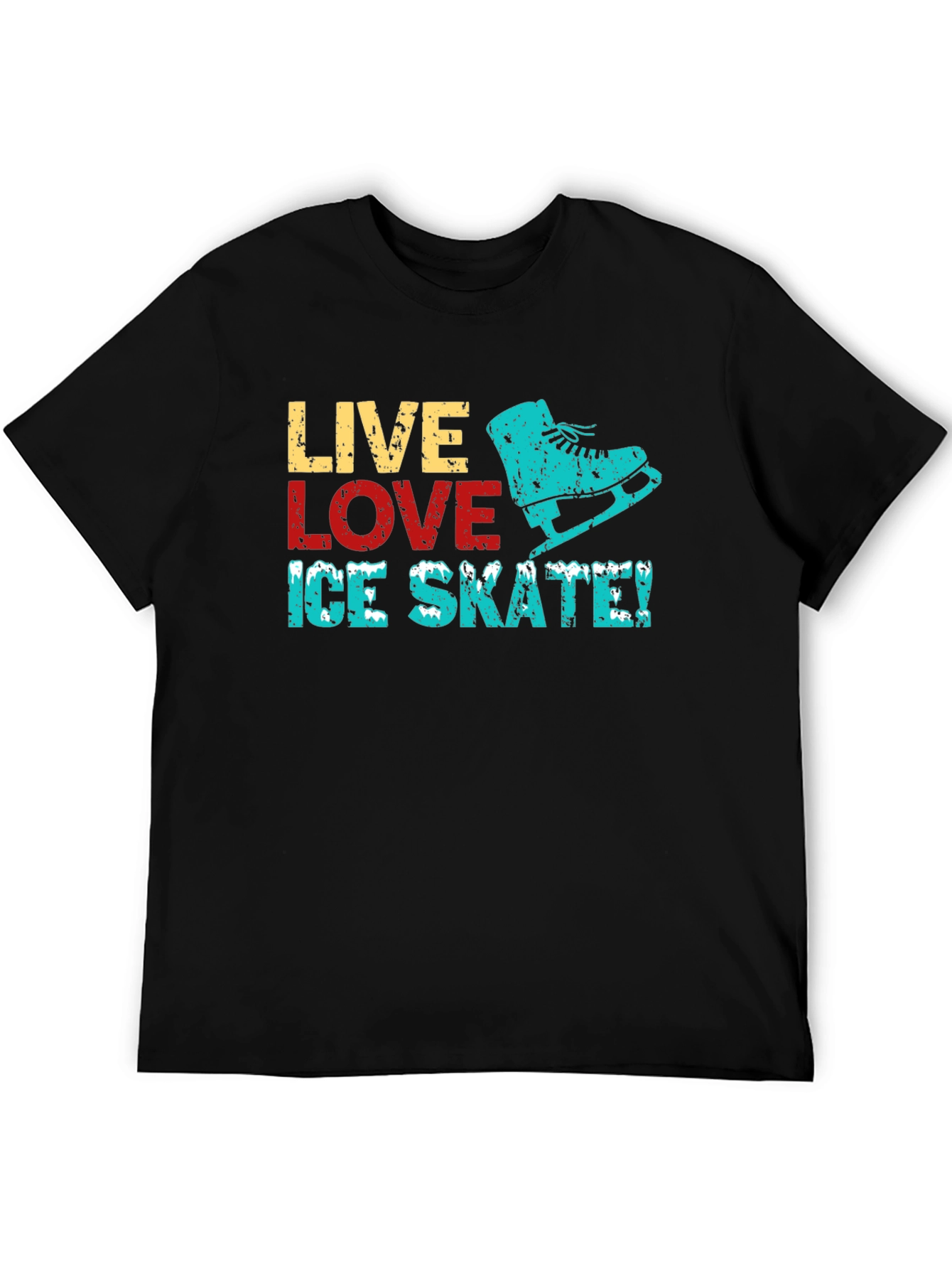 Live Love Ice Skate Black Graphic T-Shirt