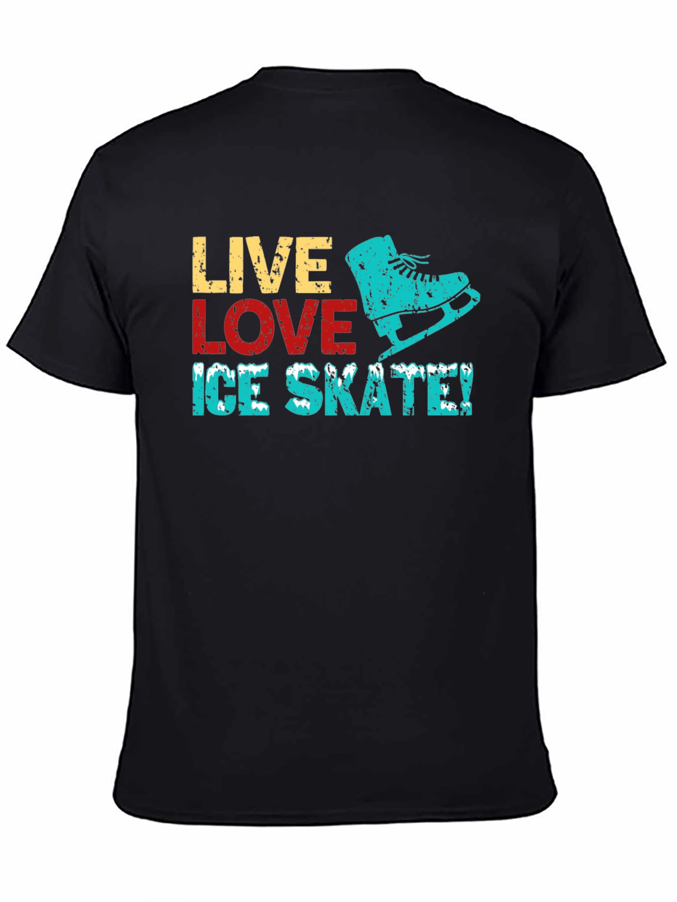 Live Love Ice Skate Black Graphic T-Shirt