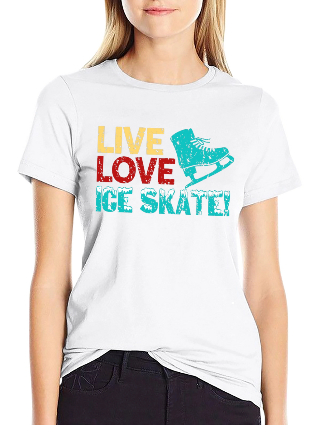 Live Love Ice Skate Black Graphic T-Shirt