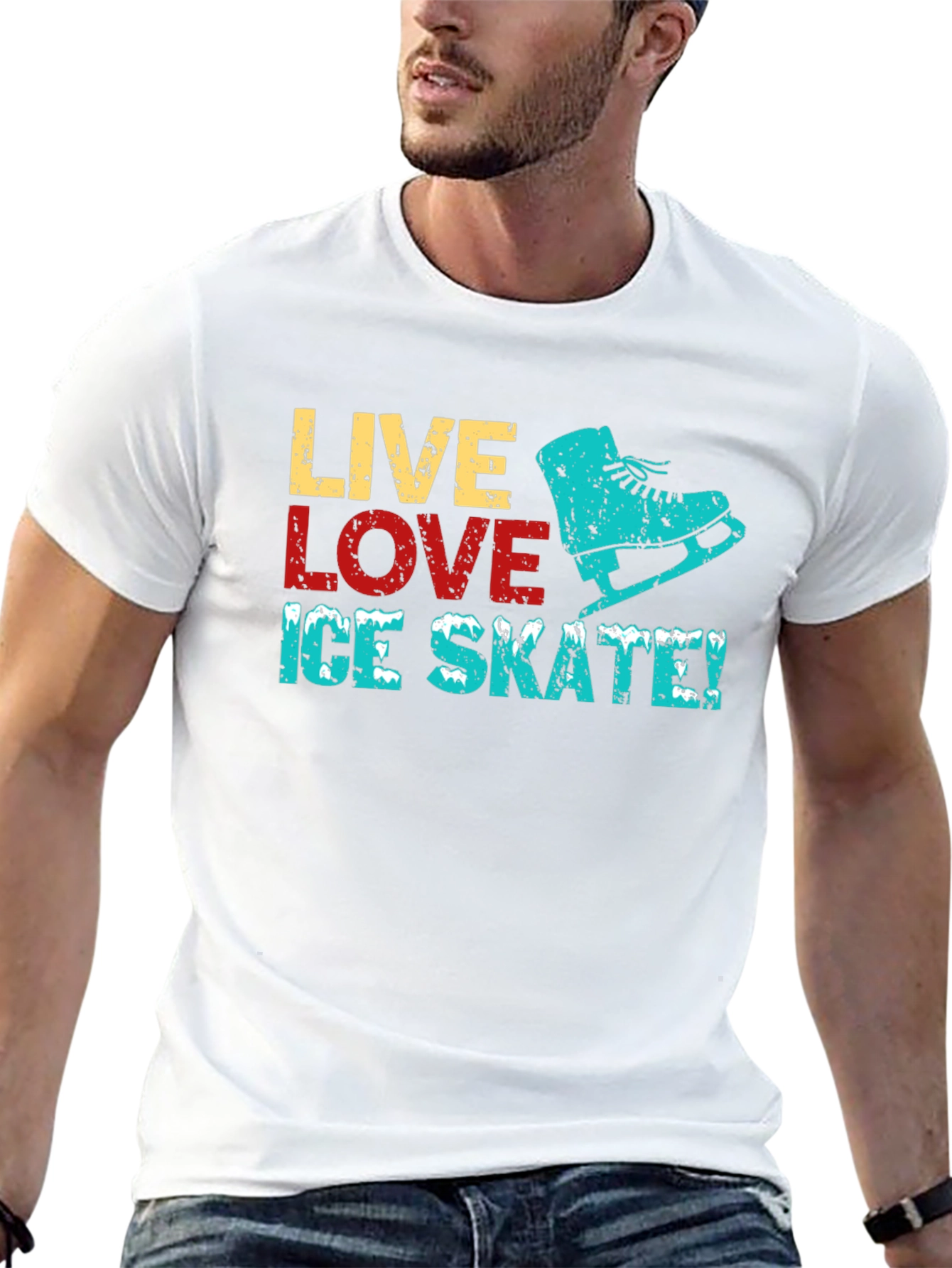 Live Love Ice Skate Black Graphic T-Shirt