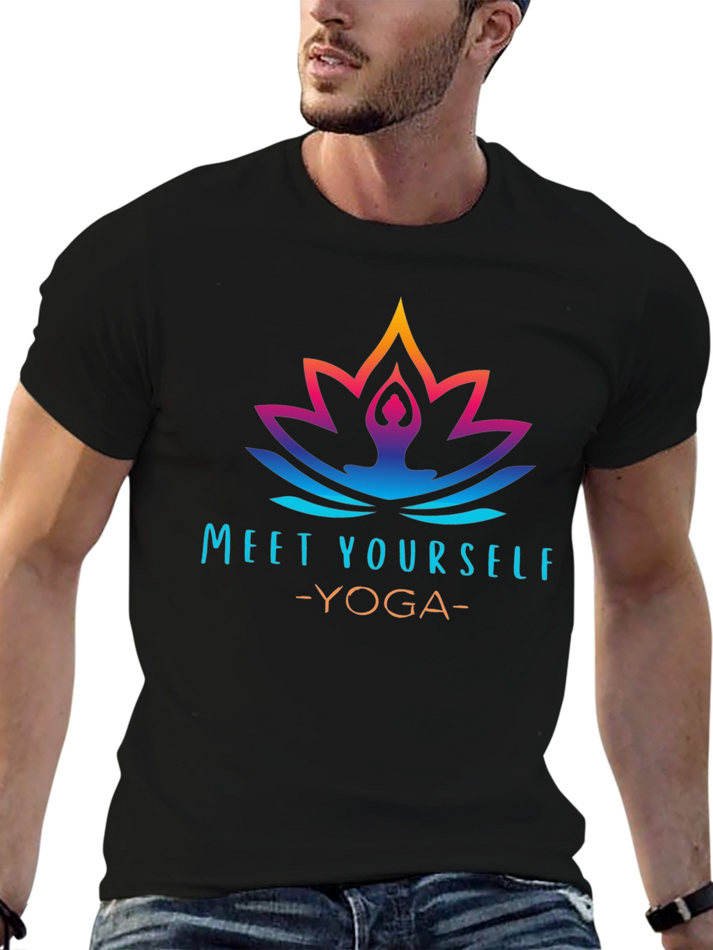 Meet Yourself Yoga Graphic Black T-Shirt
