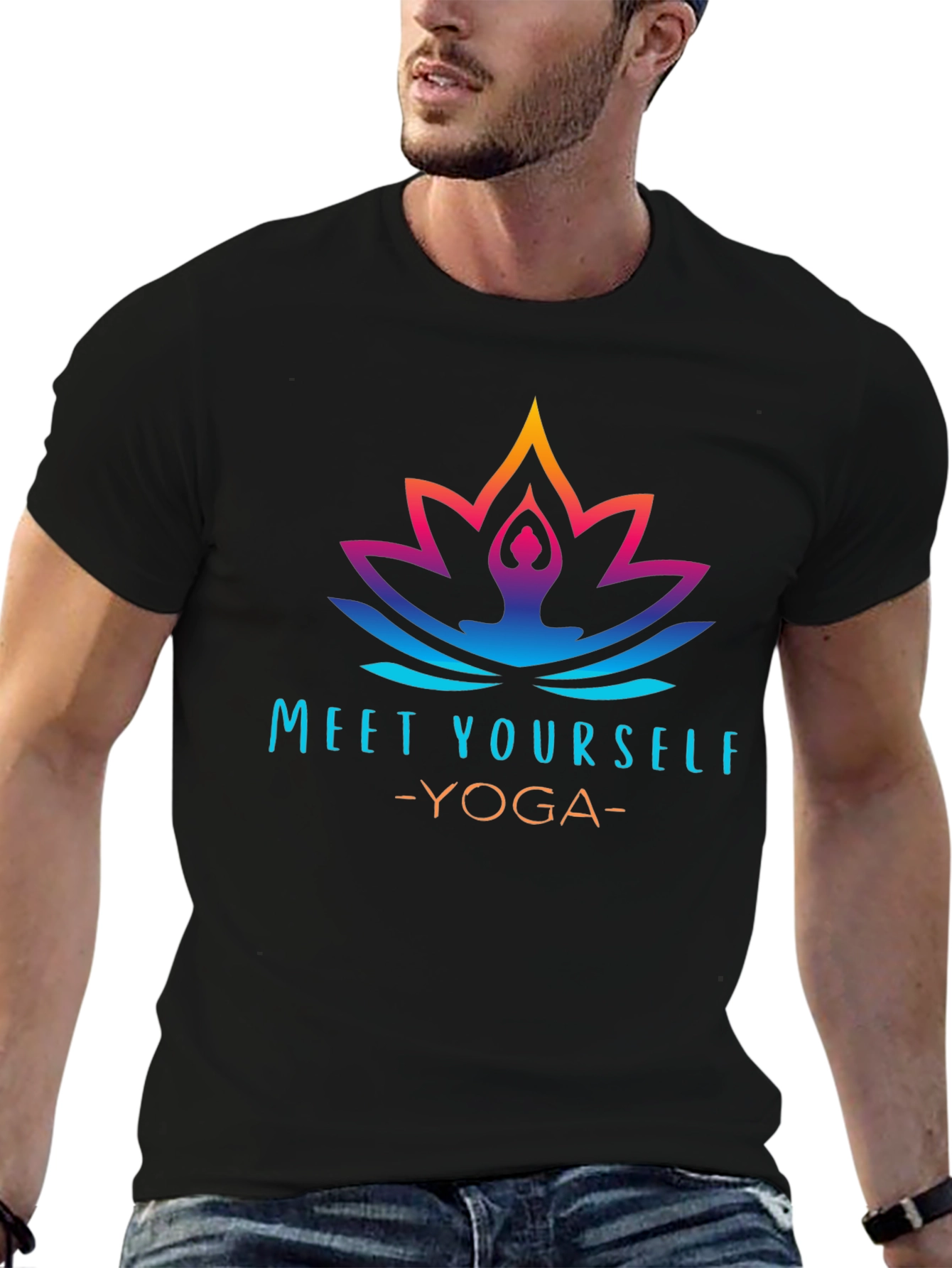 Meet Yourself Yoga Graphic Black T-Shirt