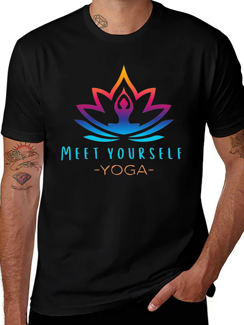 Meet Yourself Yoga Graphic Black T-Shirt