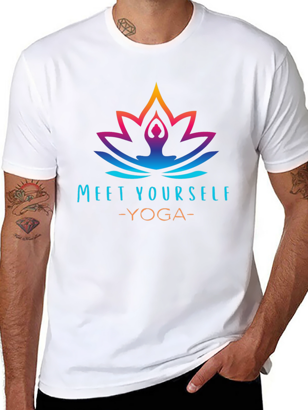 Meet Yourself Yoga Graphic Black T-Shirt