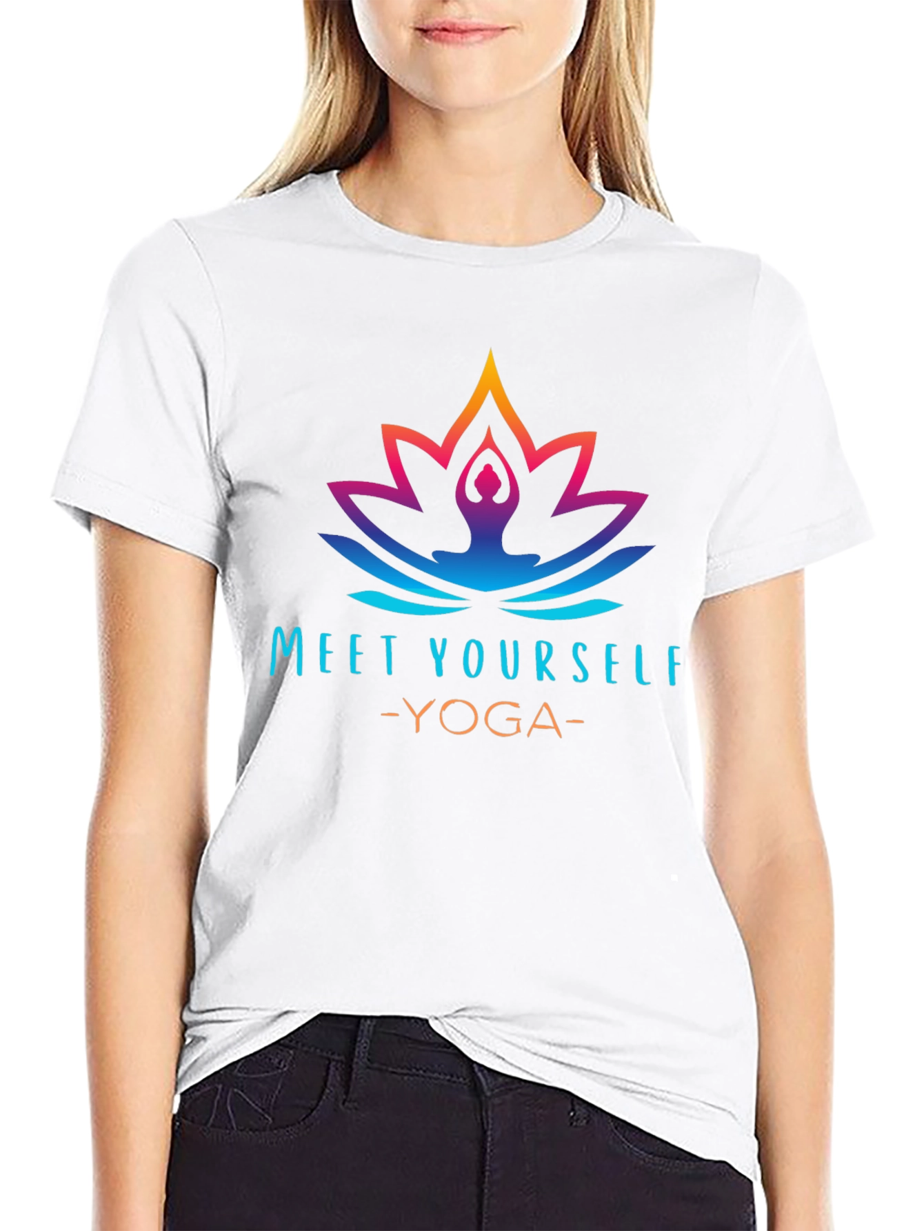 Meet Yourself Yoga Graphic Black T-Shirt