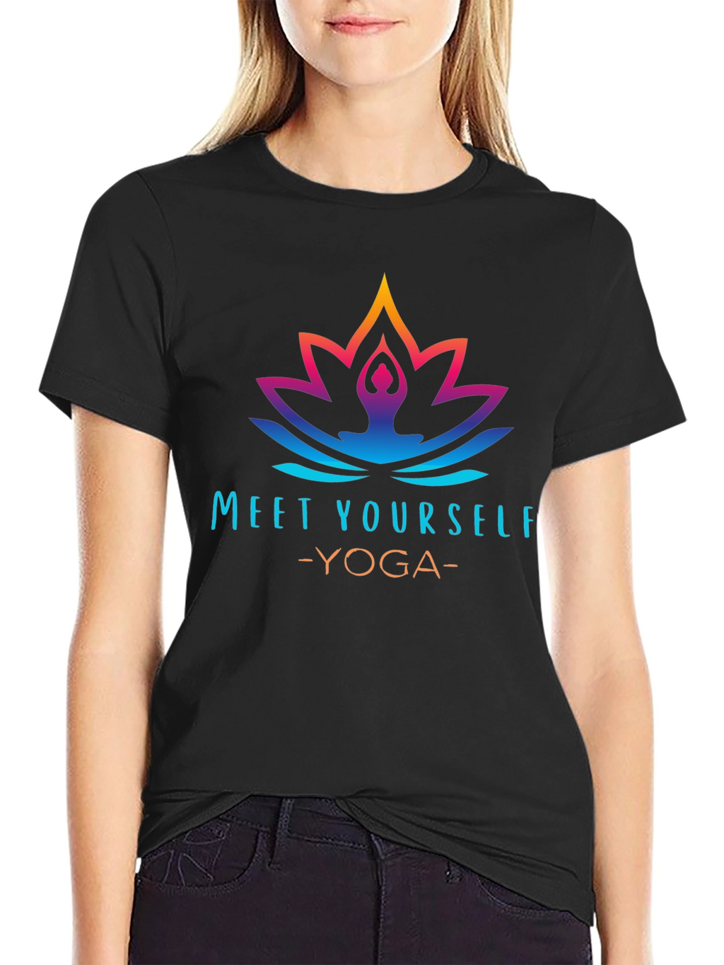 Meet Yourself Yoga Graphic Black T-Shirt