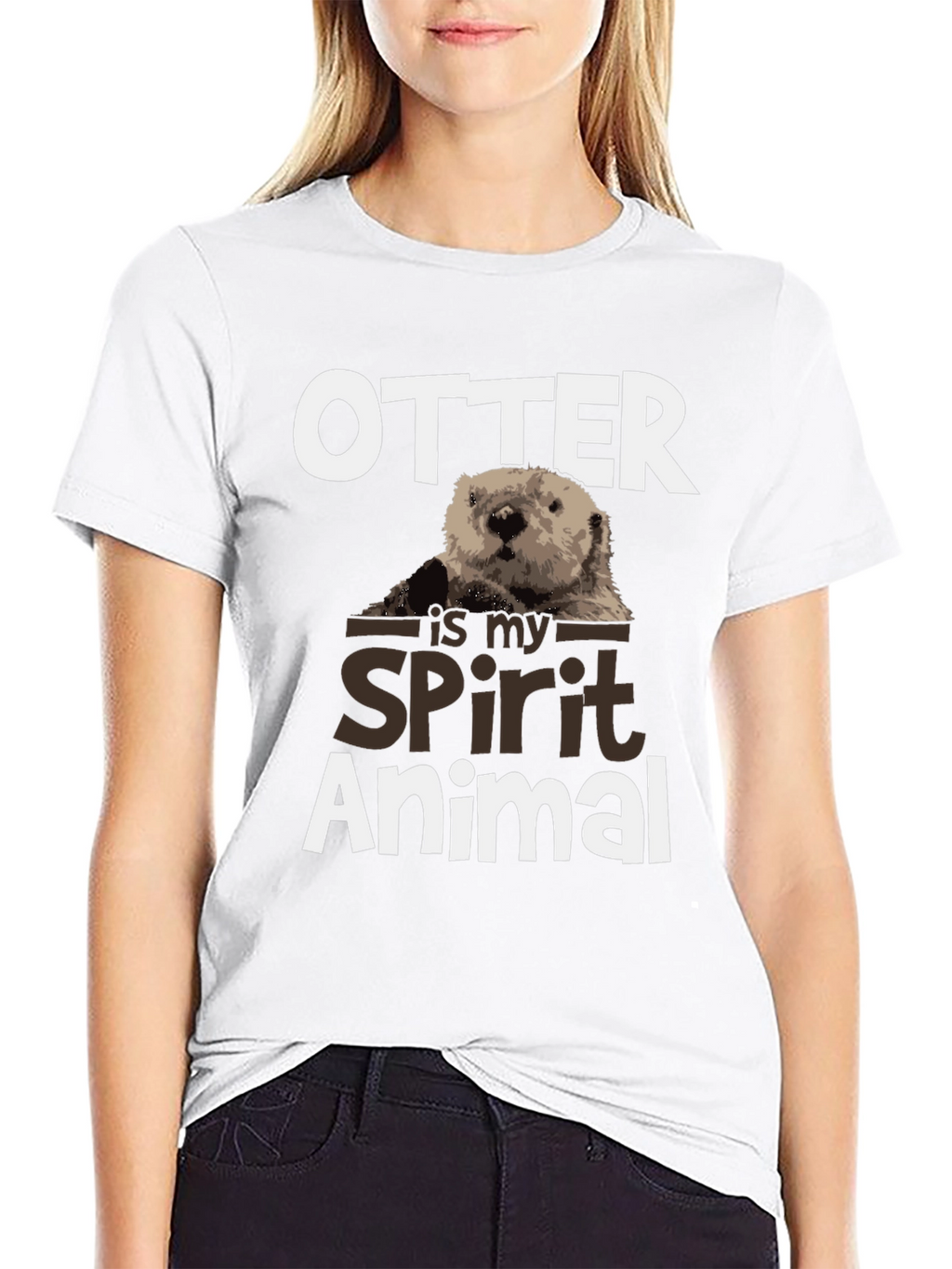 Otter Spirit Animal Graphic Tee - Black
