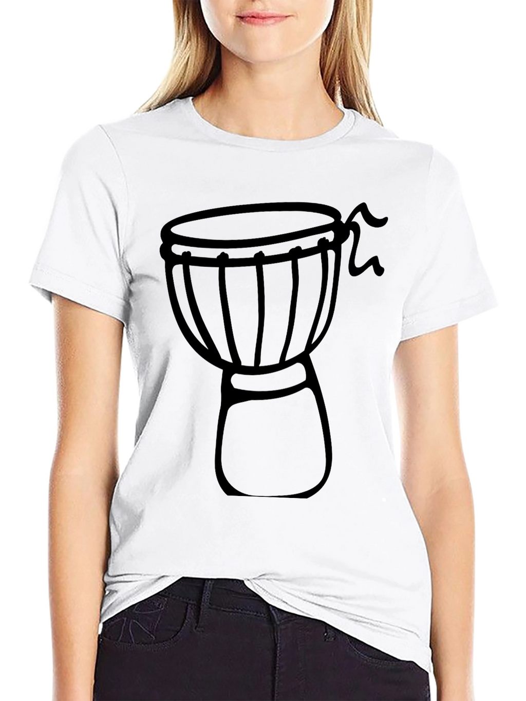 Djembe Drum Graphic Tee - Black Cotton Blend