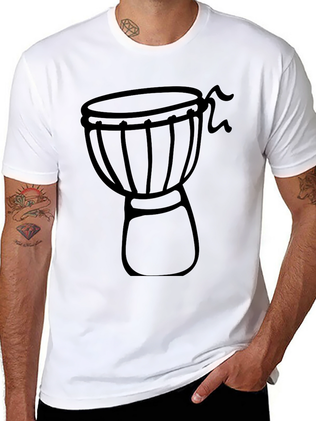 Djembe Drum Graphic Tee - Black Cotton Blend