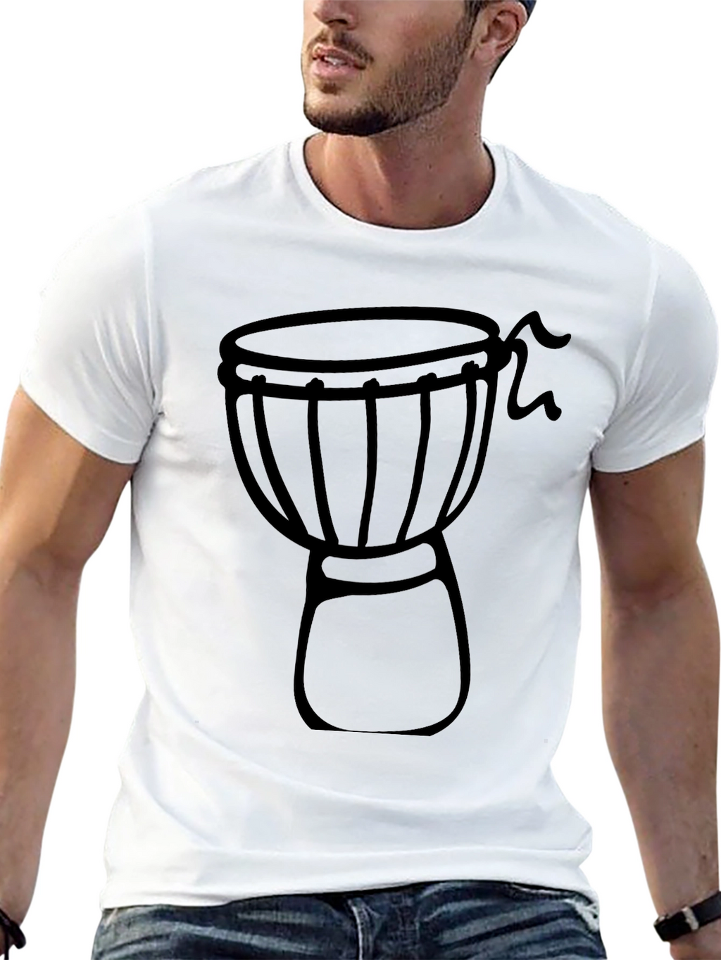 Djembe Drum Graphic Tee - Black Cotton Blend