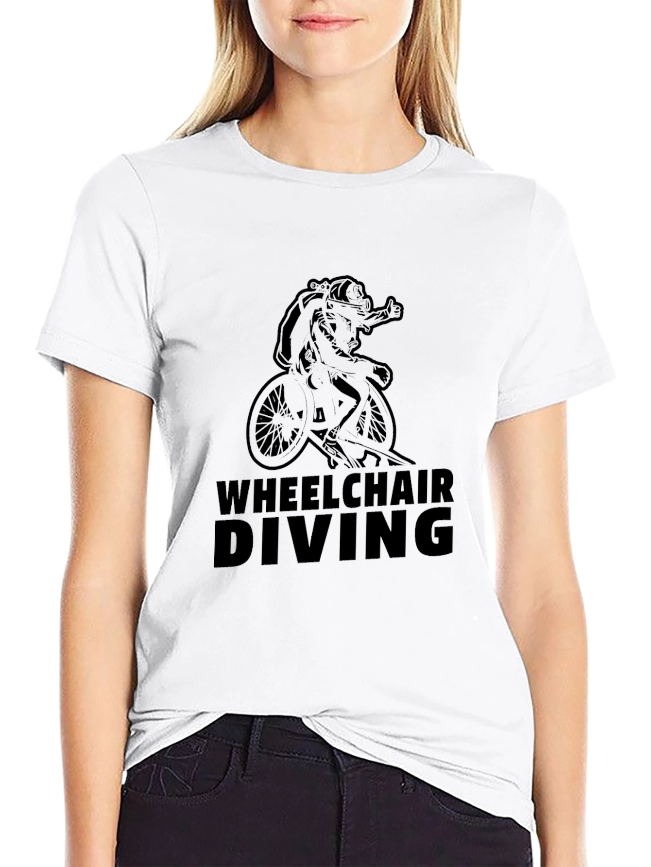 Wheelchair Diving Black T-Shirt - Graphic Tee