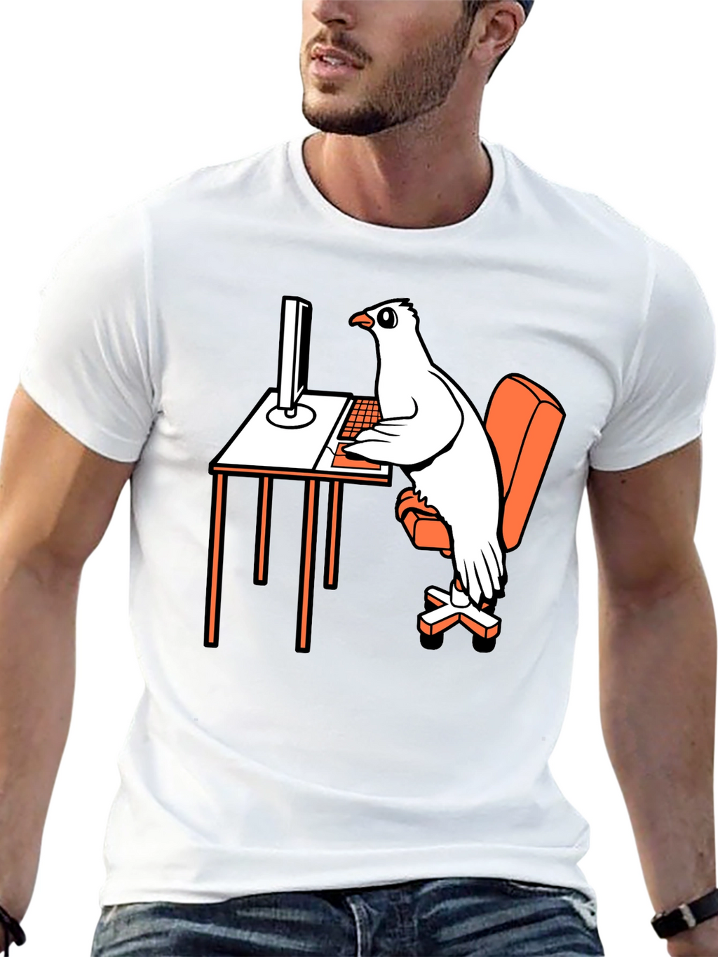 Funny Pigeon Programmer Graphic T-Shirt