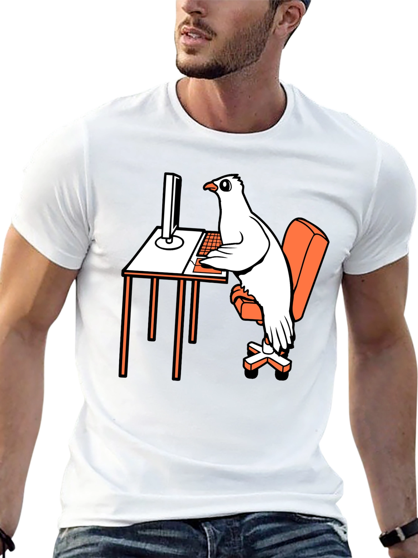 Funny Pigeon Programmer Graphic T-Shirt