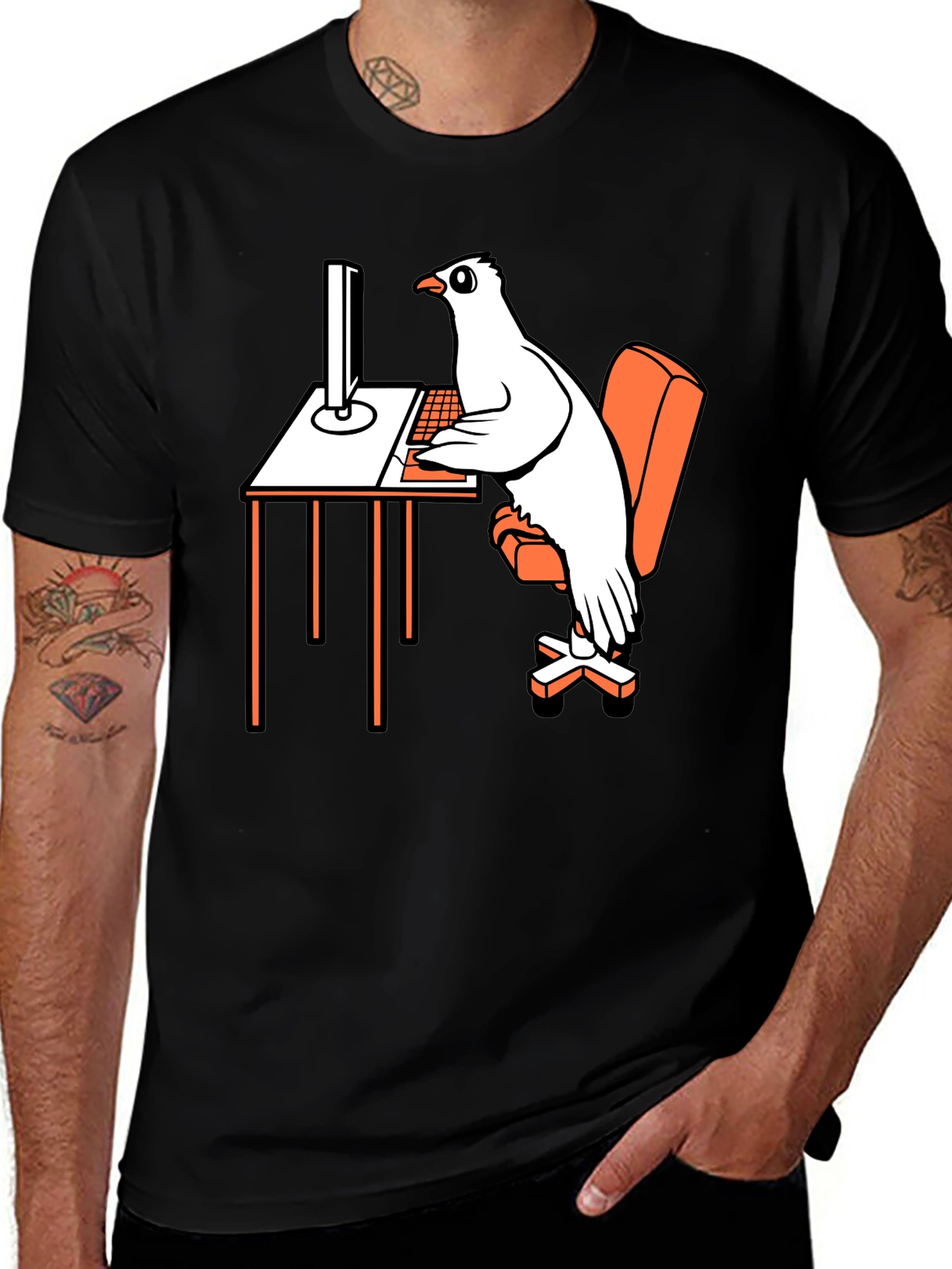 Funny Pigeon Programmer Graphic T-Shirt