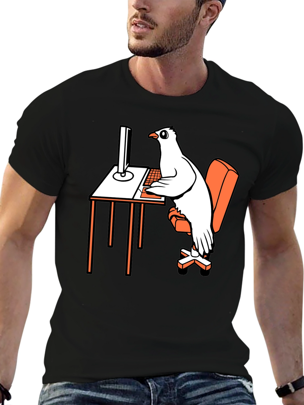 Funny Pigeon Programmer Graphic T-Shirt
